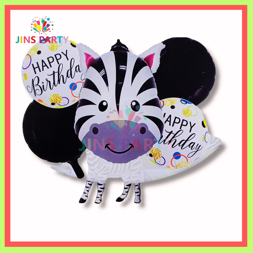 Zebra 5 Piece Theme Set Perfect For Zebra Birthday Party & Decorations