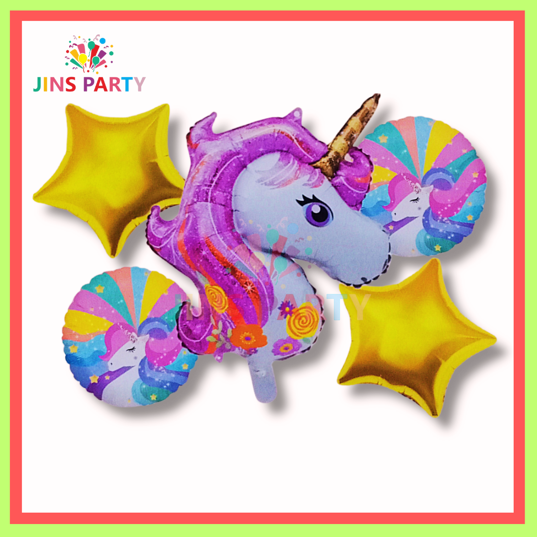 Unicorn 5 Piece Theme Set Perfect For Unicorn Birthday Party & Decorations
