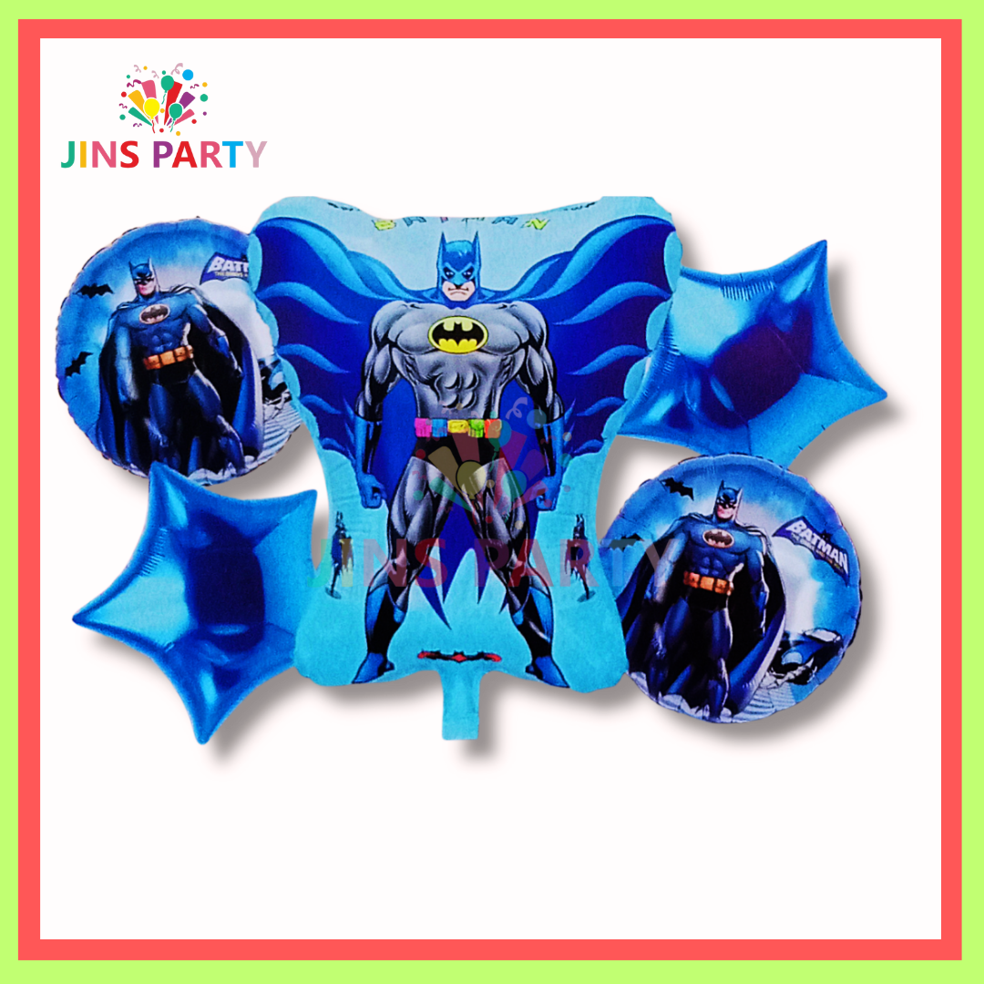 Batman Cartoon 5 Piece Theme Set Perfect For Batman Birthday Party & Decorations