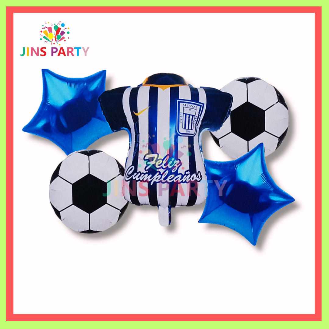 Foot Ball Jersey Cartoon 5 Piece Theme Set Perfect For Foot Ball Birthday Party & Decorations