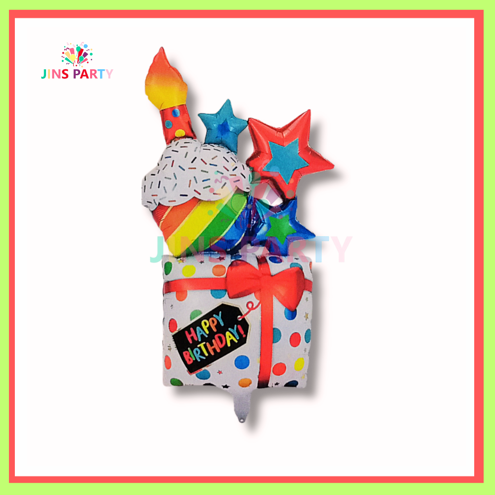 Star Gift Cake Shaped Foil Balloon For Birthday Part & Decorations
