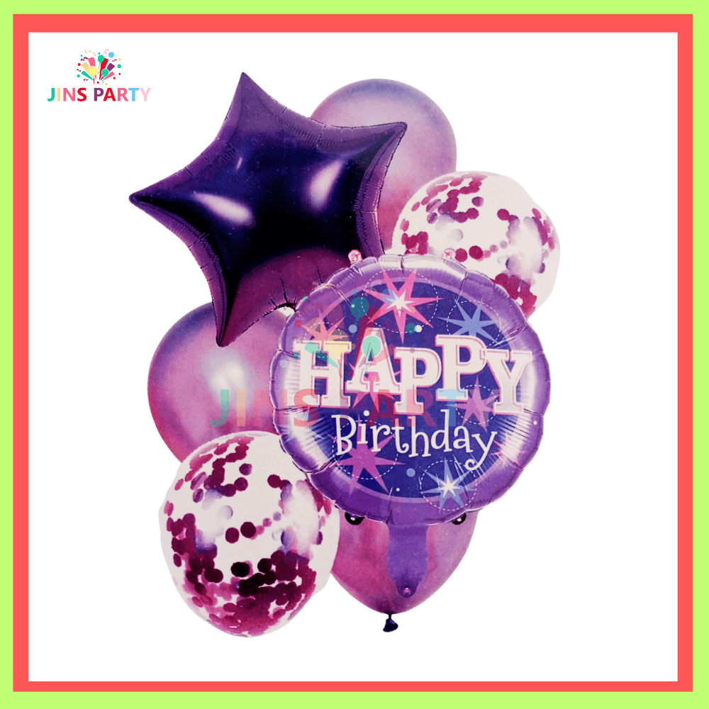 7 Pcs Set Latex Balloon, Foil Balloons With Confetti Filled Balloons For Party Decoration