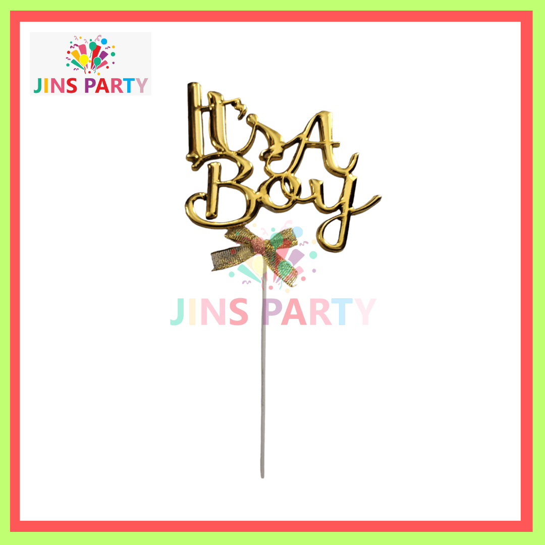 Its A Boy Cake Topper Golden