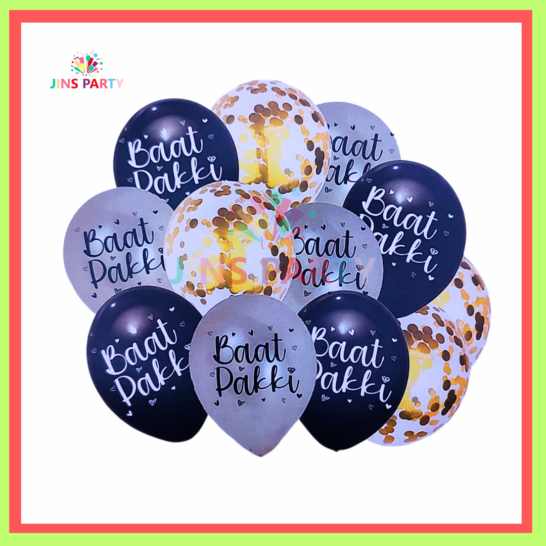 Baat Pakki 12 Pcs Set Latex Balloon, With Confetti Filled Balloons For Party Decoration