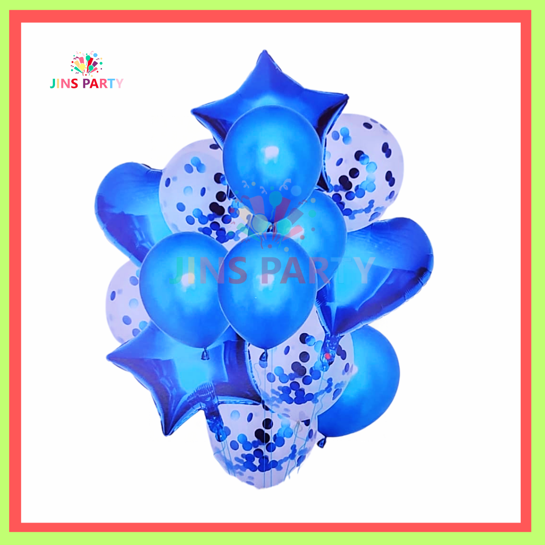 14 Pcs Set Latex Balloon, With Confetti Filled Balloons & Foil Balloons For Party Decoration