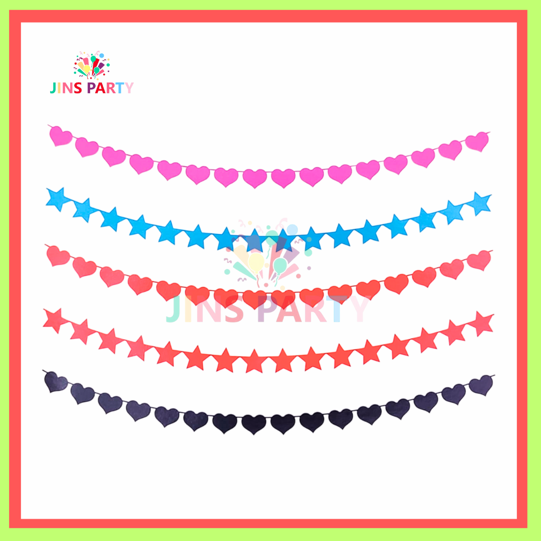 Heart & Star Shape Card Banner For Celebration & Decoration