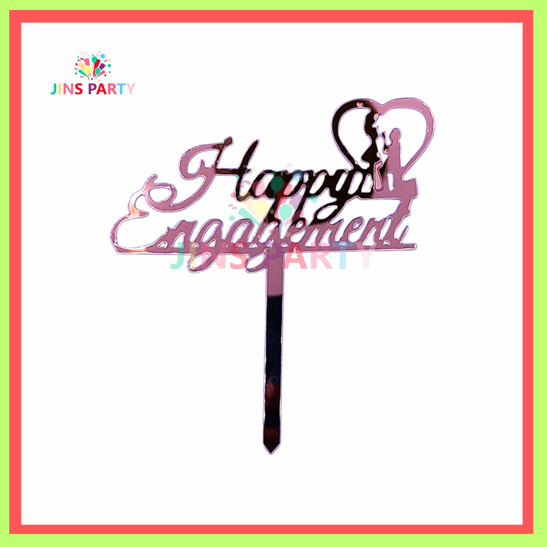 Happy Engagement Cake Topper Golden