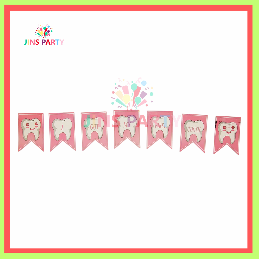 1st Teeth Card Banner For Girl/Boy for Celebration & Decoration Parties