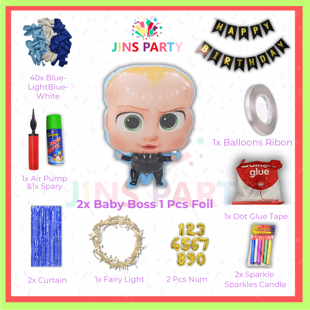 All-in-one Boss Baby Birthday Themed Party 1st Bundle For Decoration & Celebration