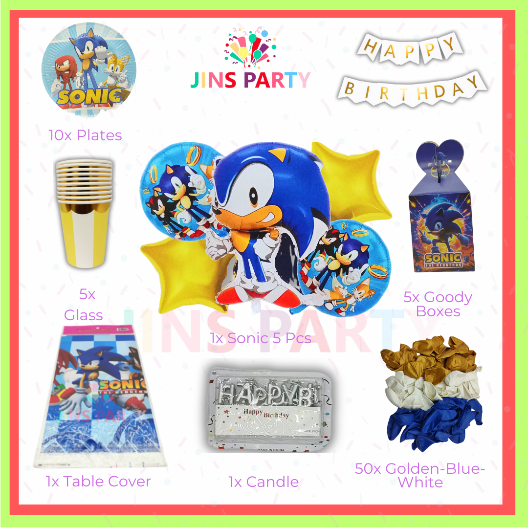 All-in-one Sonic Birthday Themed Party Set For Decoration & Celebration