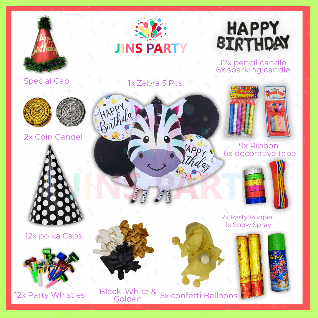 All-in-one Zabra Birthday Themed Party Set For Decoration & Celebration
