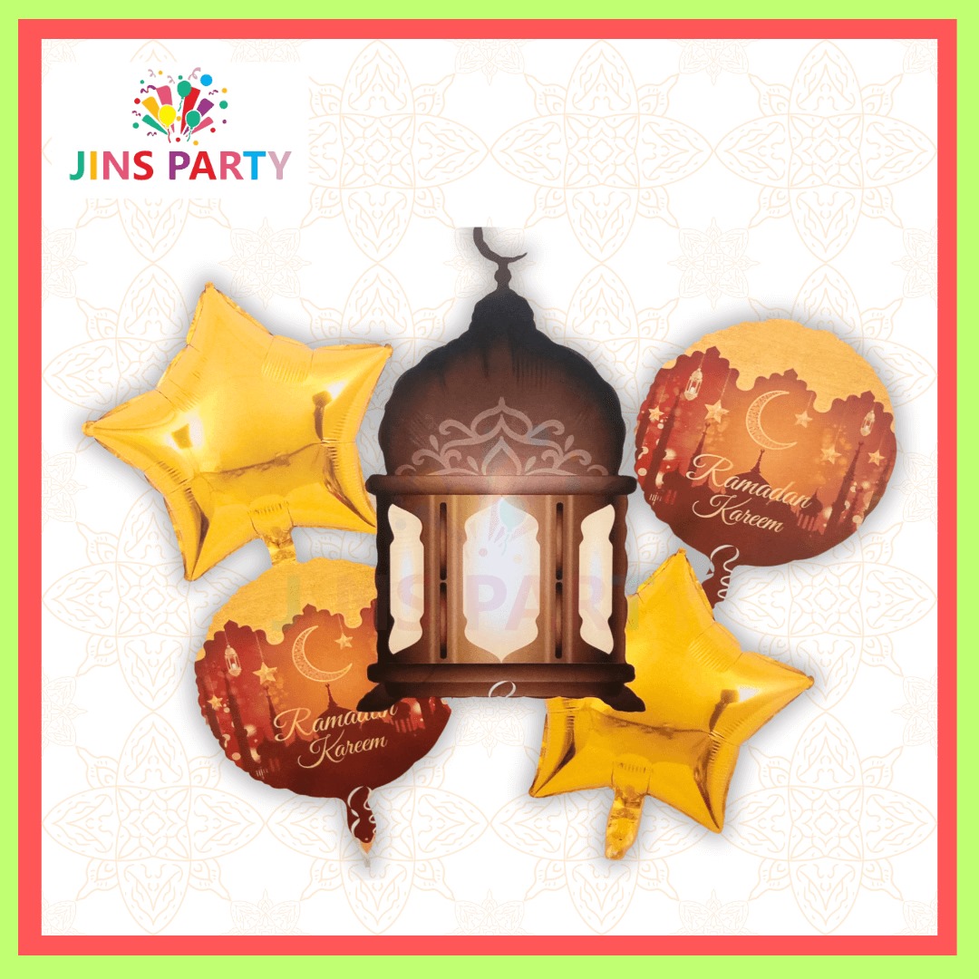 Ramadan Mubarak 5 Piece Foil Balloon Set Perfect Best For Ramadan And Decoration (Copy)